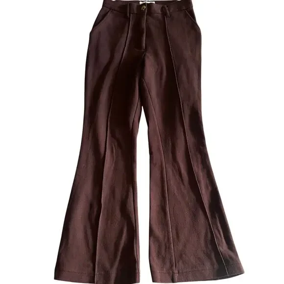 Urban Outfitters, Maroon, Pleated, Flare/Wide Leg, Trousers- S - Picture 1 of 12